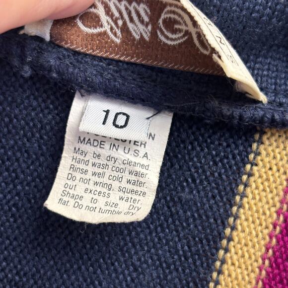 Vintage Lilli Ann Collections Womens 80s Preppy Striped Cardigan Size 10 Classic - Picture 7 of 8